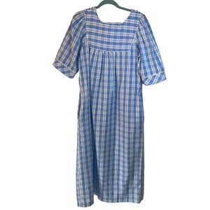 Styled By Saybury Vintage Womens Dress Size Small Blue Seersucker Checked House